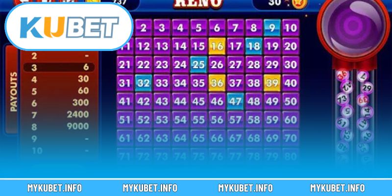 Giao diện Keno tại sảnh xổ số